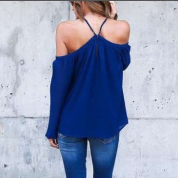 BLUE HALTER TOP - Picture 2 of 2